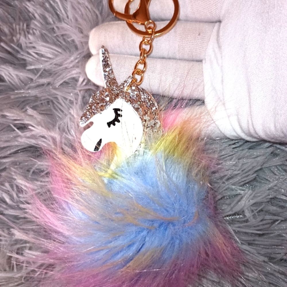 Unicorn purse CHARM with Multicolor Fur